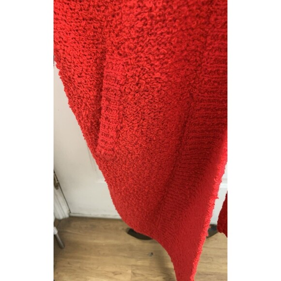 Vintage 90's SIDEFFECTS Red Textured Knit Cardigan Duster Sweater Coat Large - Picture 5 of 14